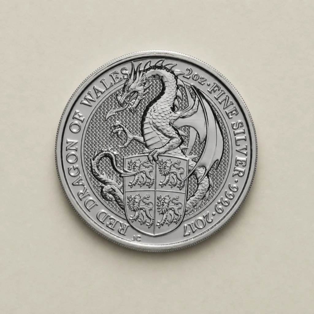 2017 2oz Silver The Queen's Beasts Red Dragon of Wales