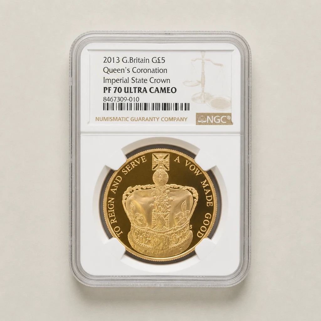 2013 Gold £5 Queen's Coronation Imperial State Crown Proof NGC PF70 (UCAM)