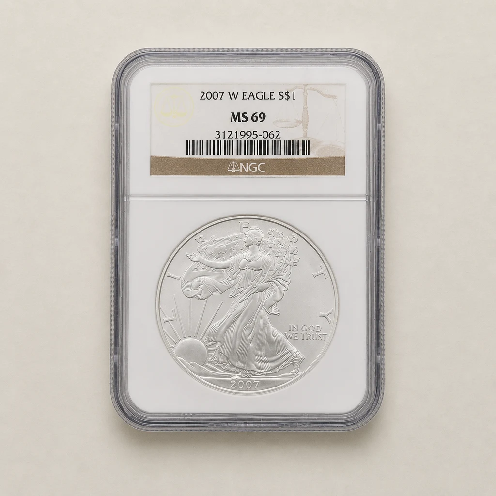 2007 1oz Silver American Eagle NGC MS69