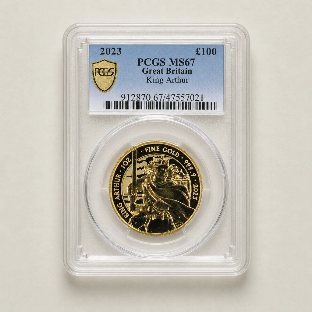 2023 1oz Gold Myths & Legends King Arthur PCGS MS67
