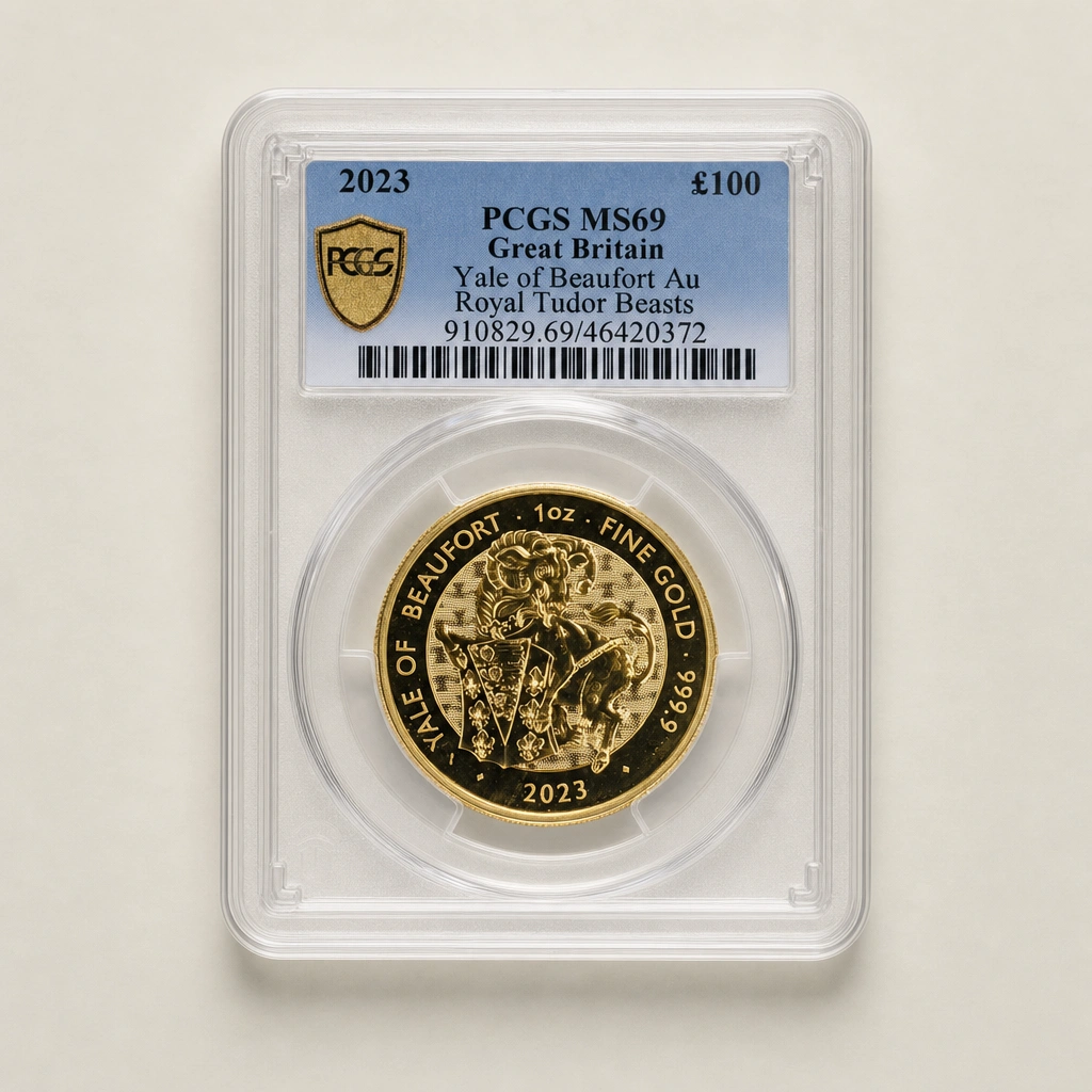 2023 1oz Gold The Tudor Beasts Yale of Beaufort PCGS MS69