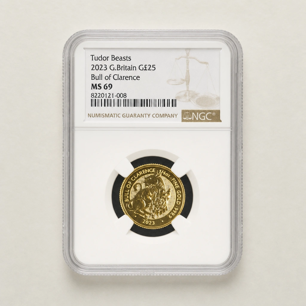 2023 1/4oz Gold The Tudor Beasts Bull of Clarence NGC MS69