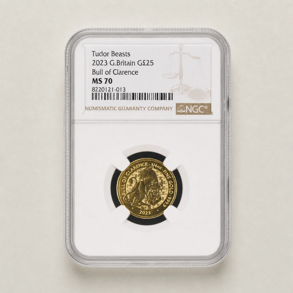 2023 1/4oz Gold The Tudor Beasts Bull of Clarence NGC MS70