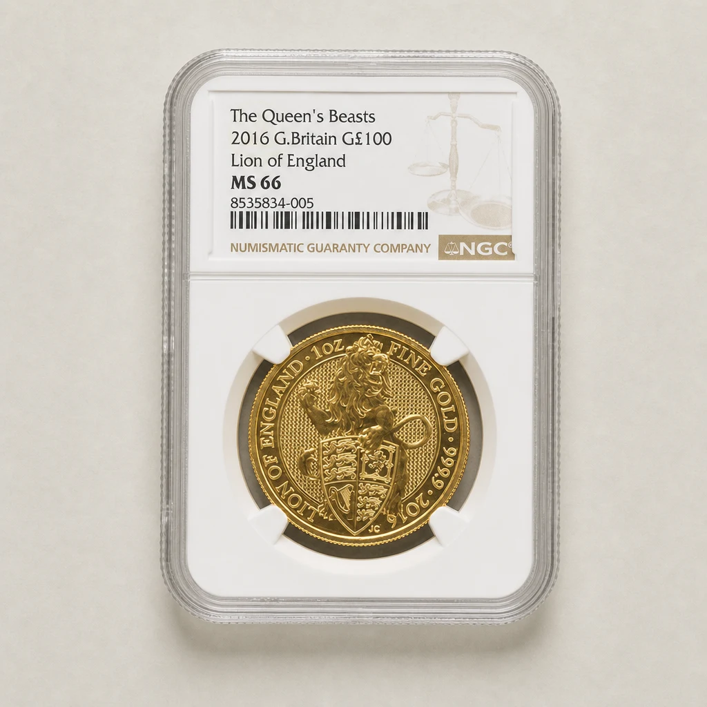 2016 1oz Gold The Queen's Beasts Lion of England NGC MS66