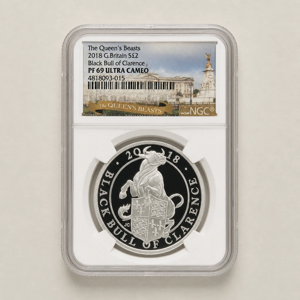 2018 1oz Silver Proof The Queen's Beasts Black Bull of Clarence NGC PF69 (UCAM)