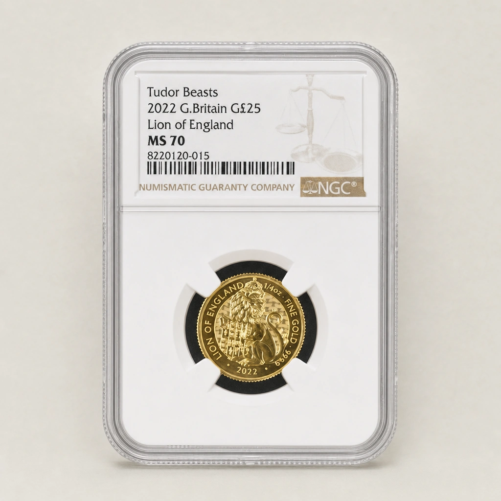 2022 1/4oz Gold The Tudor Beasts Lion of England NGC MS70