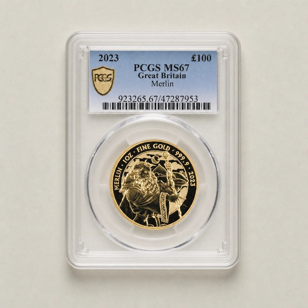2023 1oz Gold Myths & Legends Merlin PCGS MS67