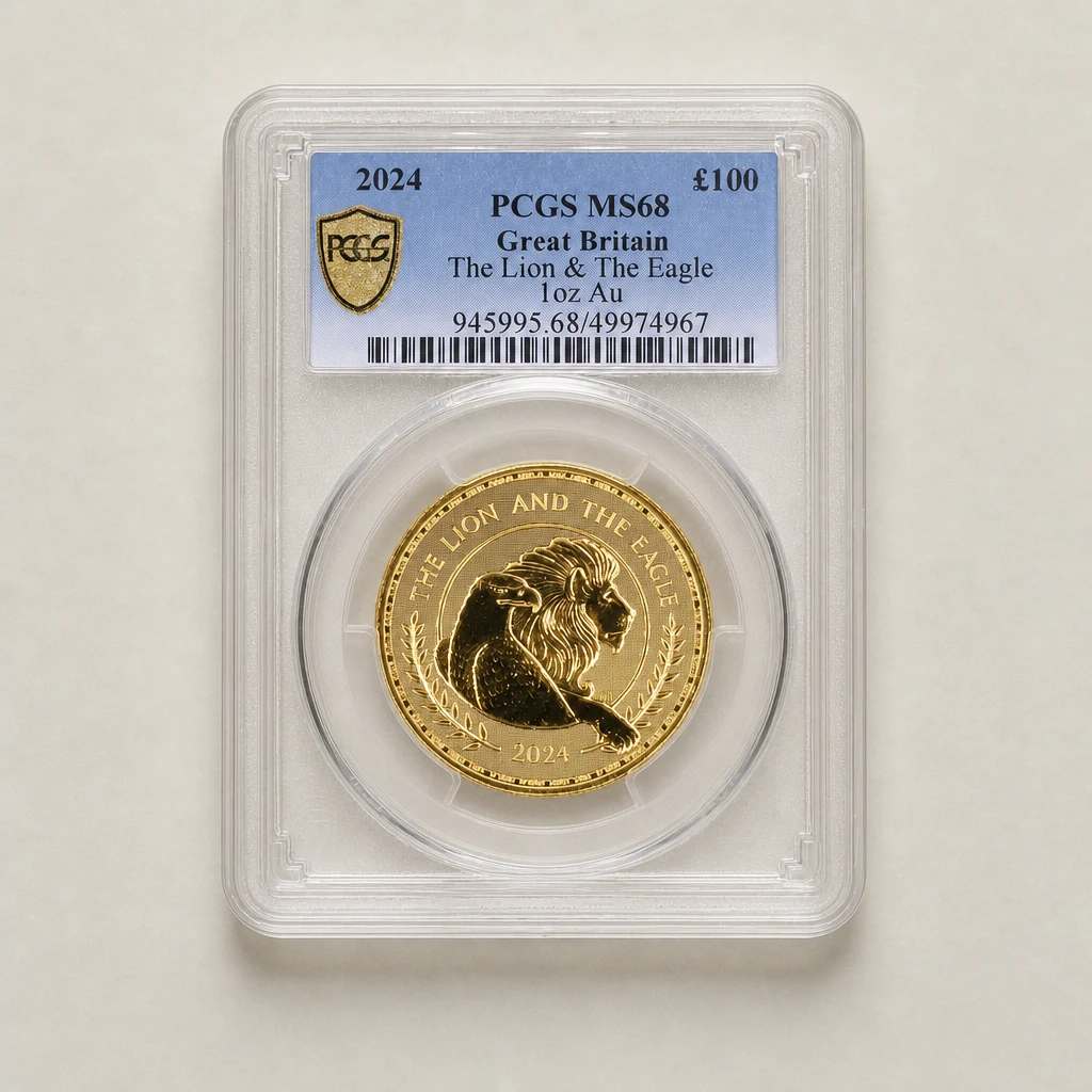 2024 1oz Gold The Lion and the Eagle PCGS MS68
