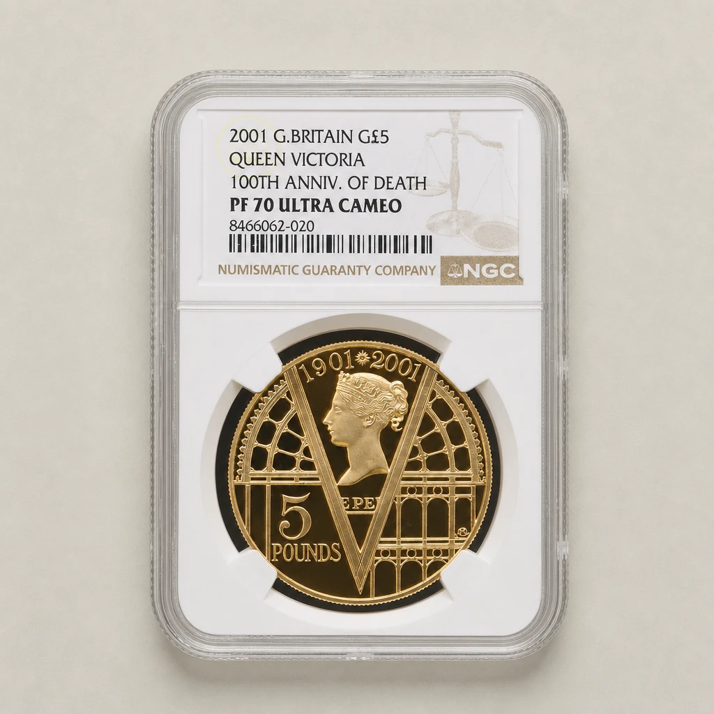 2001 Gold Proof £5 Queen Victoria 100th Anniversary of Death NGC PF70 (UCAM)