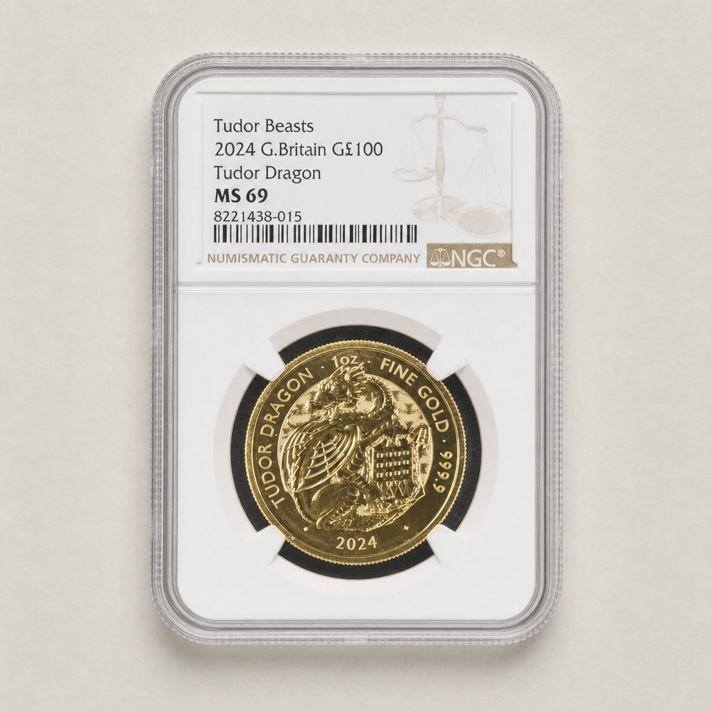 2024 1oz Gold The Tudor Beasts Dragon NGC MS69