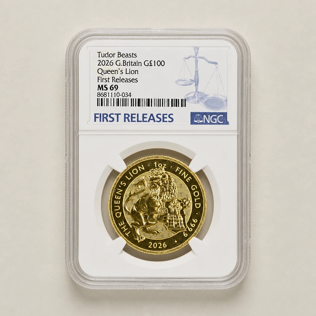 2026 1oz Gold The Tudor Beasts Queen's Lion NGC MS69