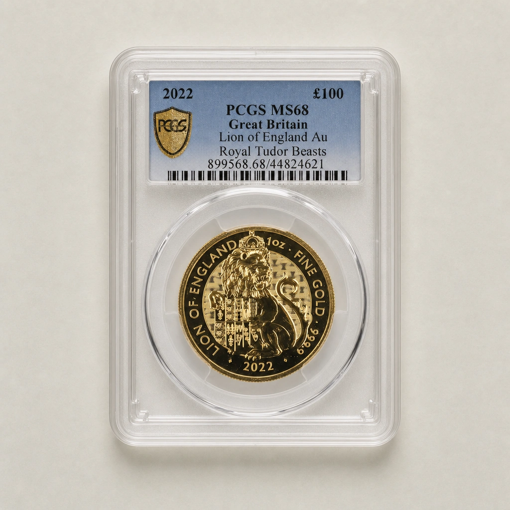 2022 1oz Gold The Tudor Beasts Lion of England PCGS MS68
