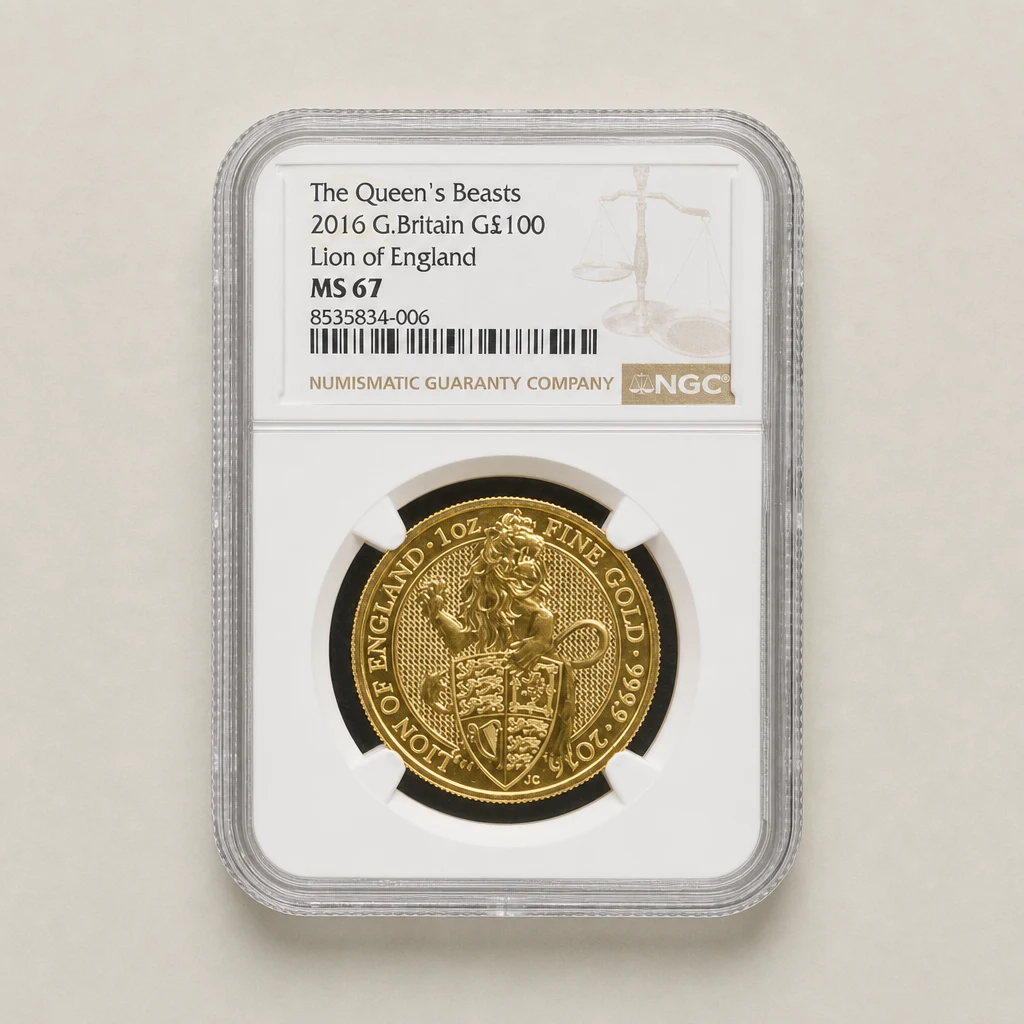 2016 1oz Gold The Queen's Beasts Lion of England NGC MS67