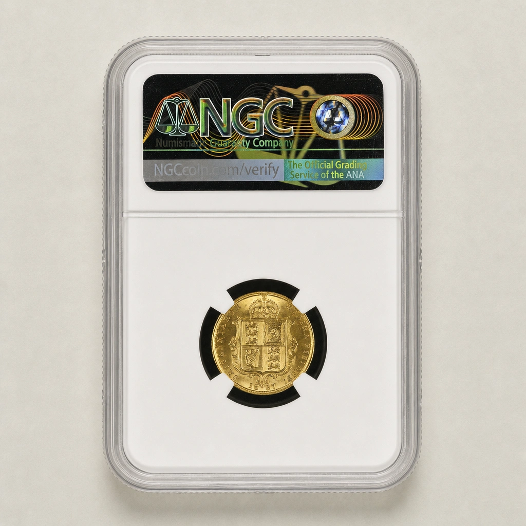 1887 Gold Half Sovereign Shield Back NGC MS64