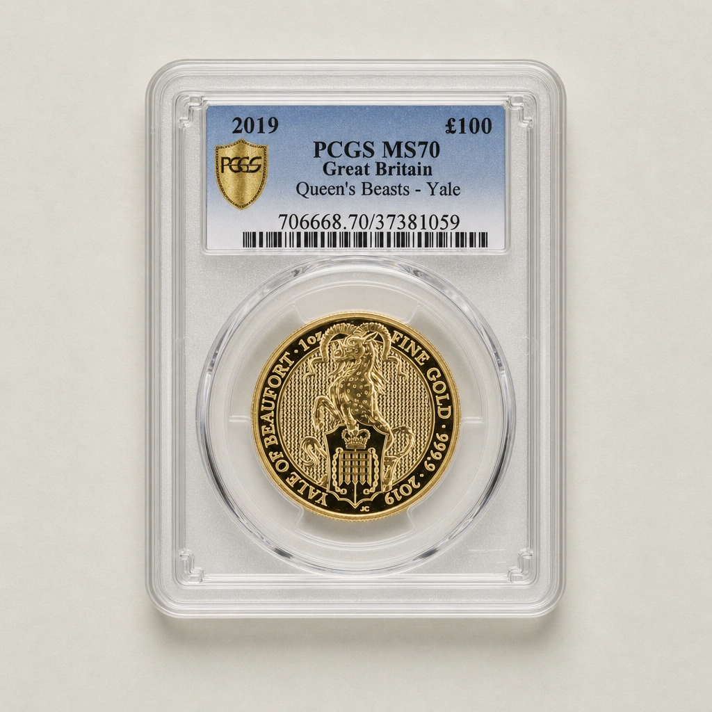 2019 1oz Gold The Queen's Beasts Yale of Beaufort PCGS MS70
