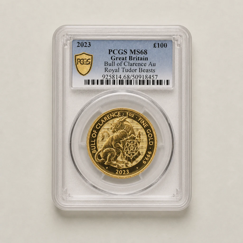 2023 1oz Gold The Tudor Beasts Bull of Clarence PCGS MS68