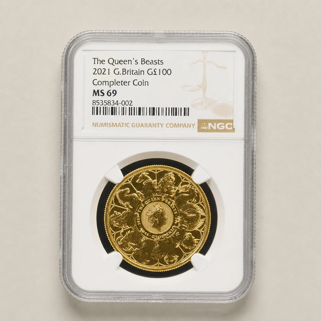 2021 1oz Gold The Queen's Beasts Completer NGC MS69