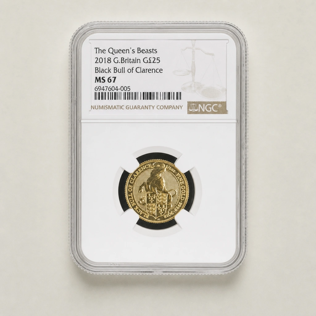 2018 1/4oz Gold The Queen's Beasts Black Bull of Clarence NGC MS67