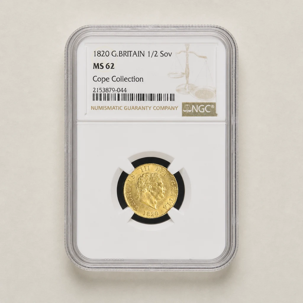 1820 Gold Half Sovereign NGC MS62