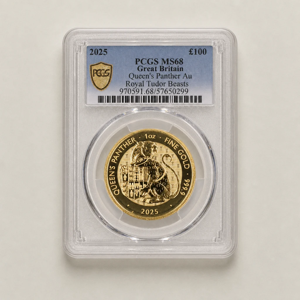2025 1oz Gold The Tudor Beasts Queen’s Panther PCGS MS68