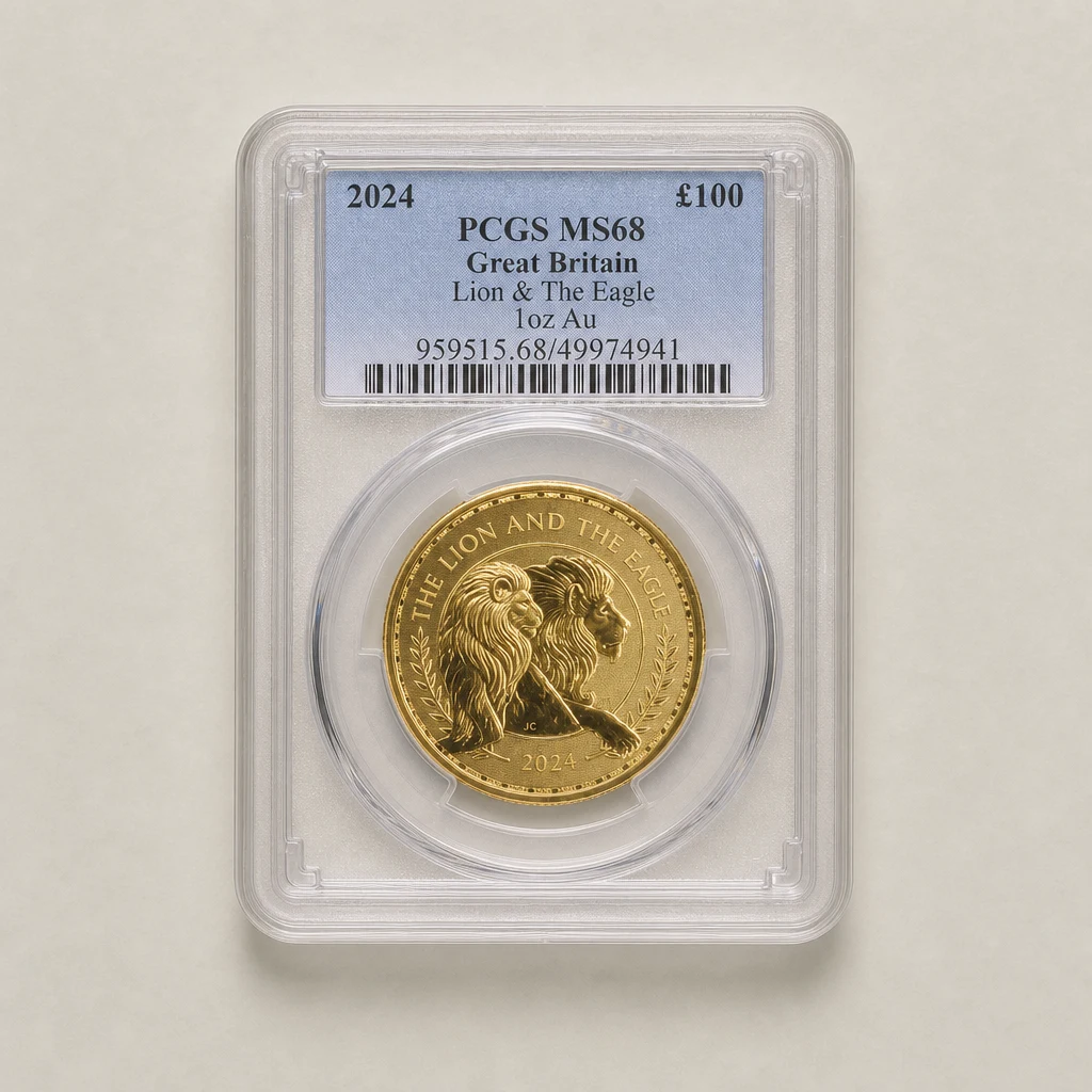 2024 1oz Gold The Lion and the Eagle PCGS MS68