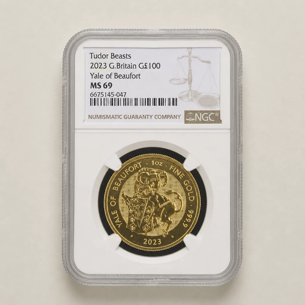 2023 1oz Gold The Tudor Beasts Yale of Beaufort NGC MS69