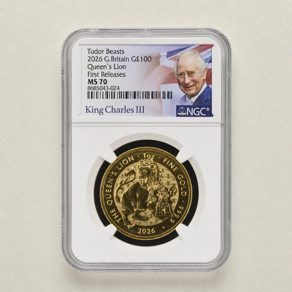 2026 1oz Gold The Tudor Beasts Queen's Lion NGC MS70