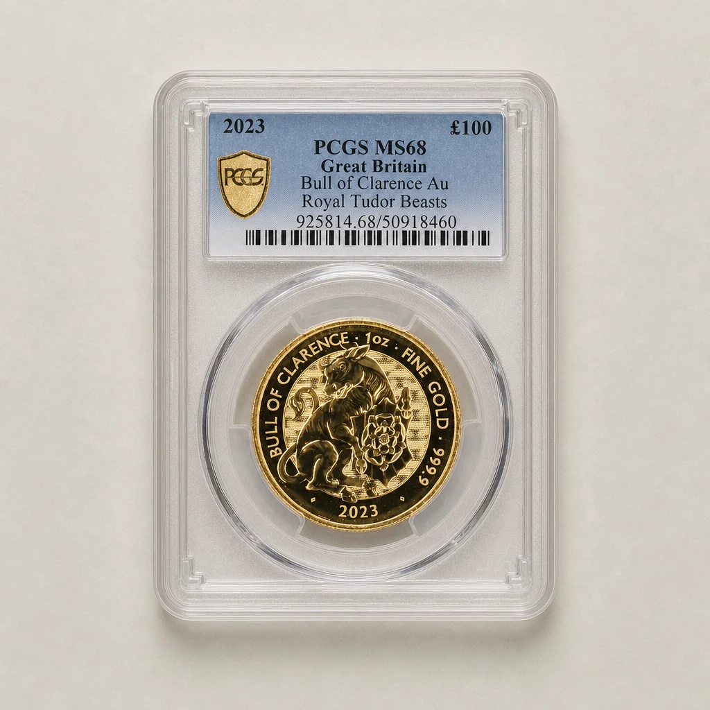2023 1oz Gold The Tudor Beasts Bull of Clarence PCGS MS68