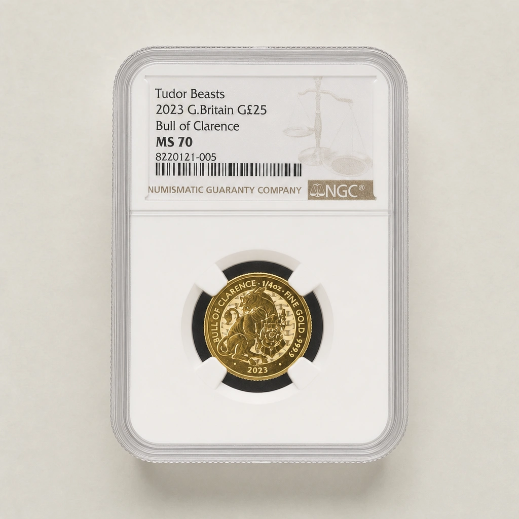 2023 1/4oz Gold The Tudor Beasts Bull of Clarence NGC MS70