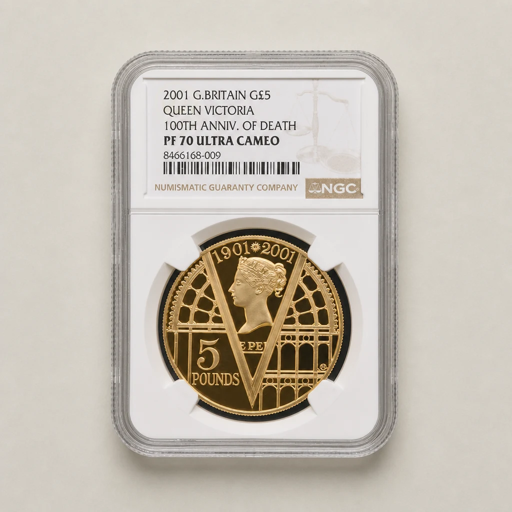 2001 Gold Proof £5 Queen Victoria 100th Anniversary of Death NGC PF70 (UCAM)