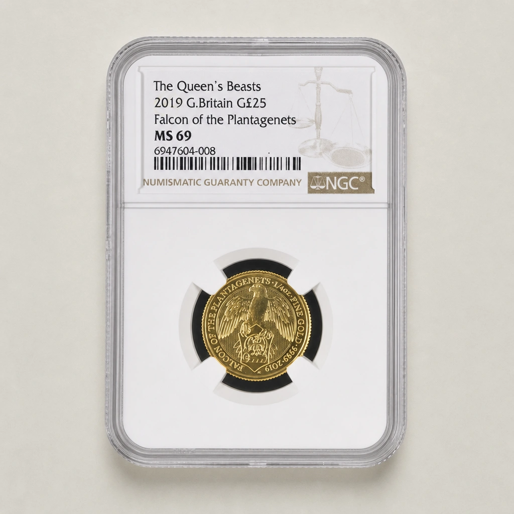 2019 1/4oz Gold The Queen's Beasts Falcon of the Plantagenets NGC MS69