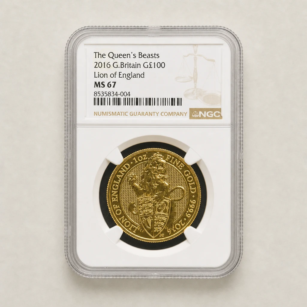 2016 1oz Gold The Queen's Beasts Lion of England NGC MS67