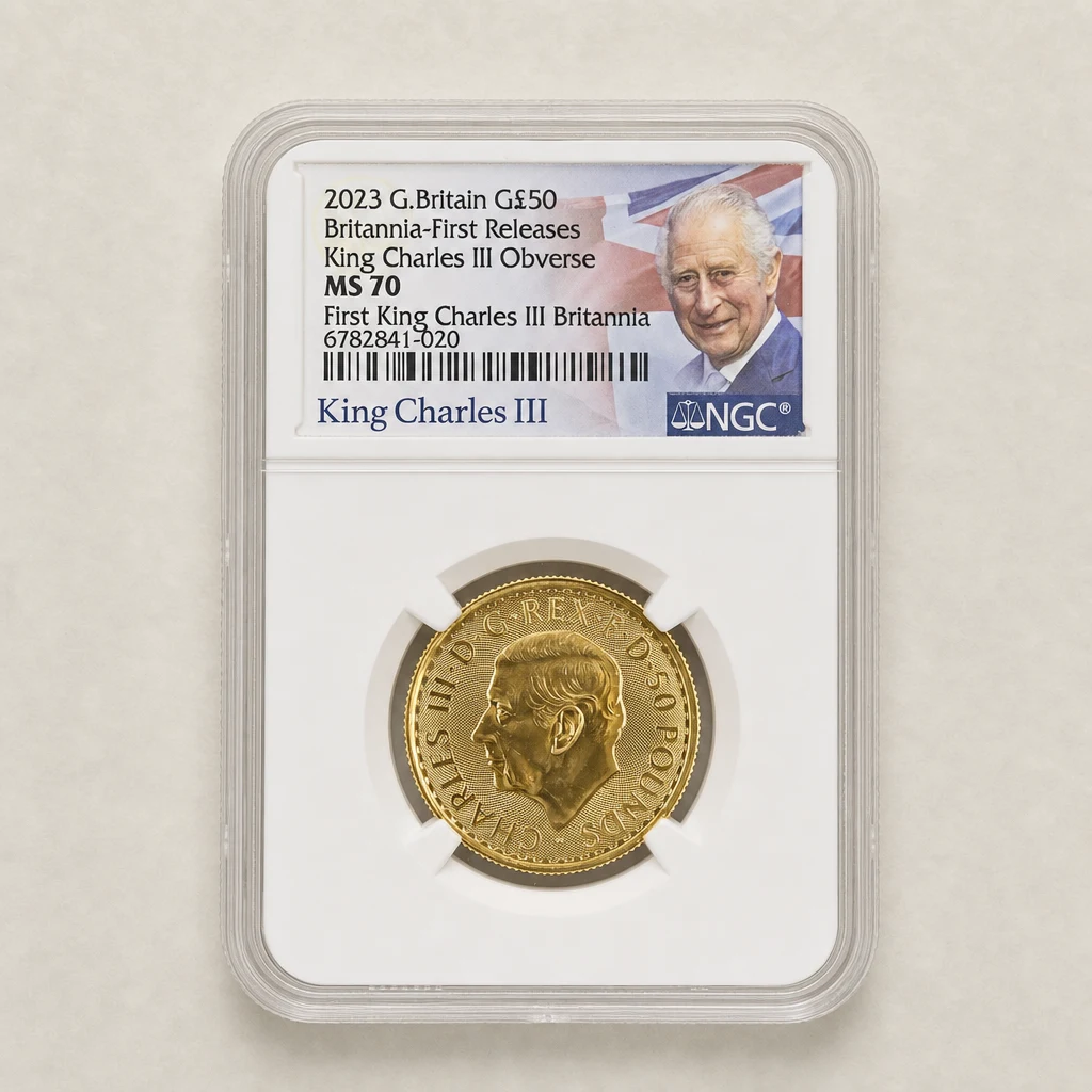 2023 1/2oz Gold Britannia First KCIII NGC MS70