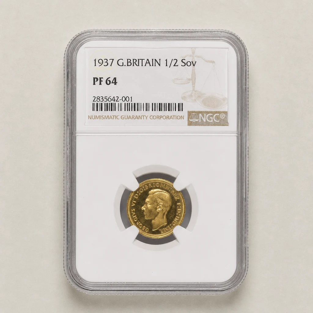 1937 Gold Proof Half Sovereign NGC PF64