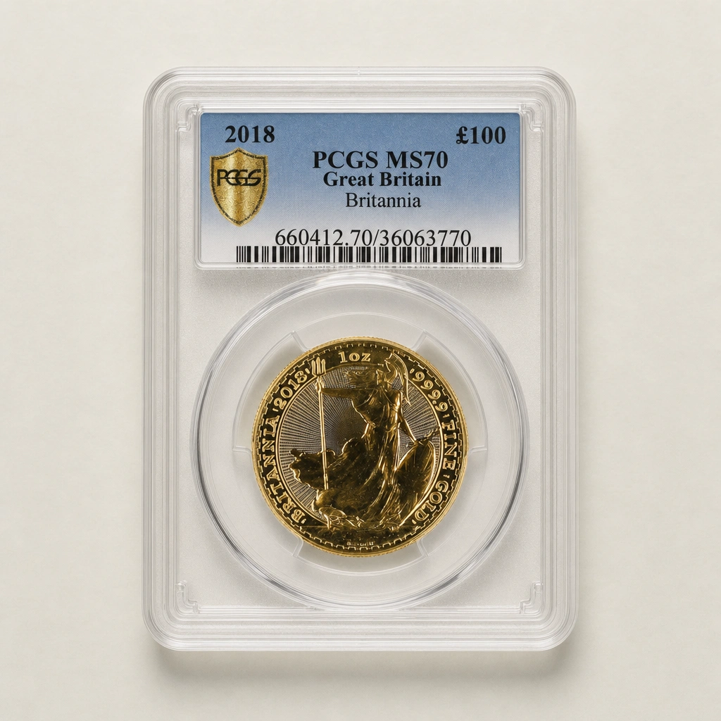 2018 1oz Gold Britannia PCGS MS70