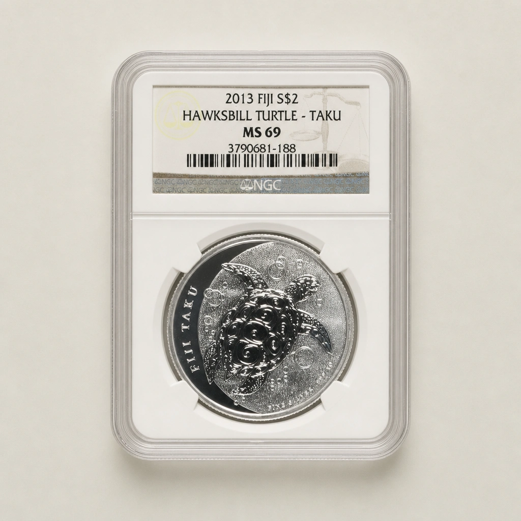 2013 1oz Silver $2 Hawksbill Turtle - Taku NGC MS69