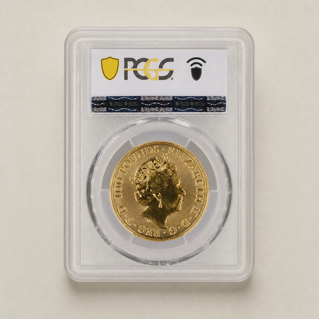 2019 1oz Gold The Queen's Beasts Falcon of the Plantagenets PCGS MS70