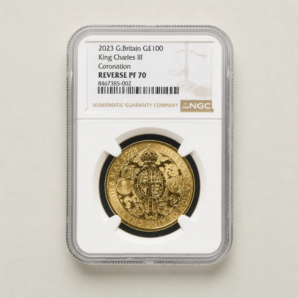 2023 1oz Gold Reverse Proof Coronation (King Charles III) Proof NGC PF70 (UCAM)