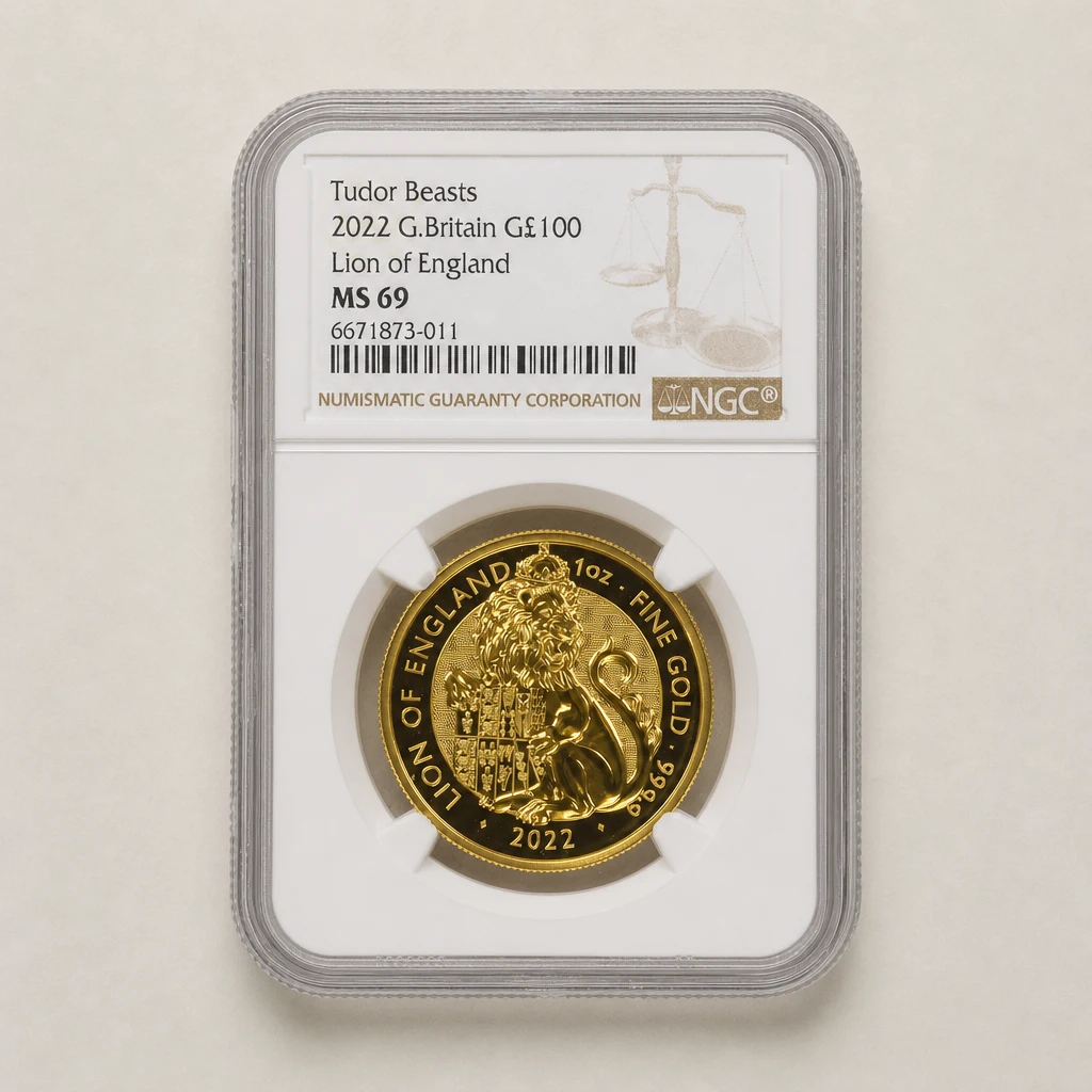 2022 1oz Gold The Tudor Beasts Lion of England NGC MS69