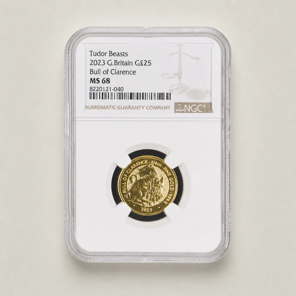 2023 1/4oz Gold The Tudor Beasts Bull of Clarence NGC MS68