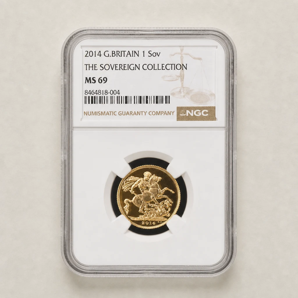 2014 Gold Sovereign Unfrosted Obverse Die NGC MS69