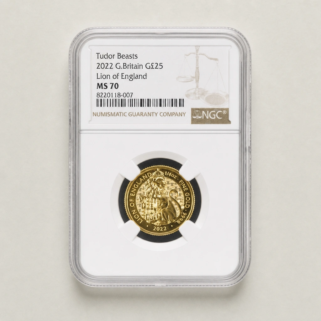 2022 1/4oz Gold The Tudor Beasts Lion of England NGC MS70