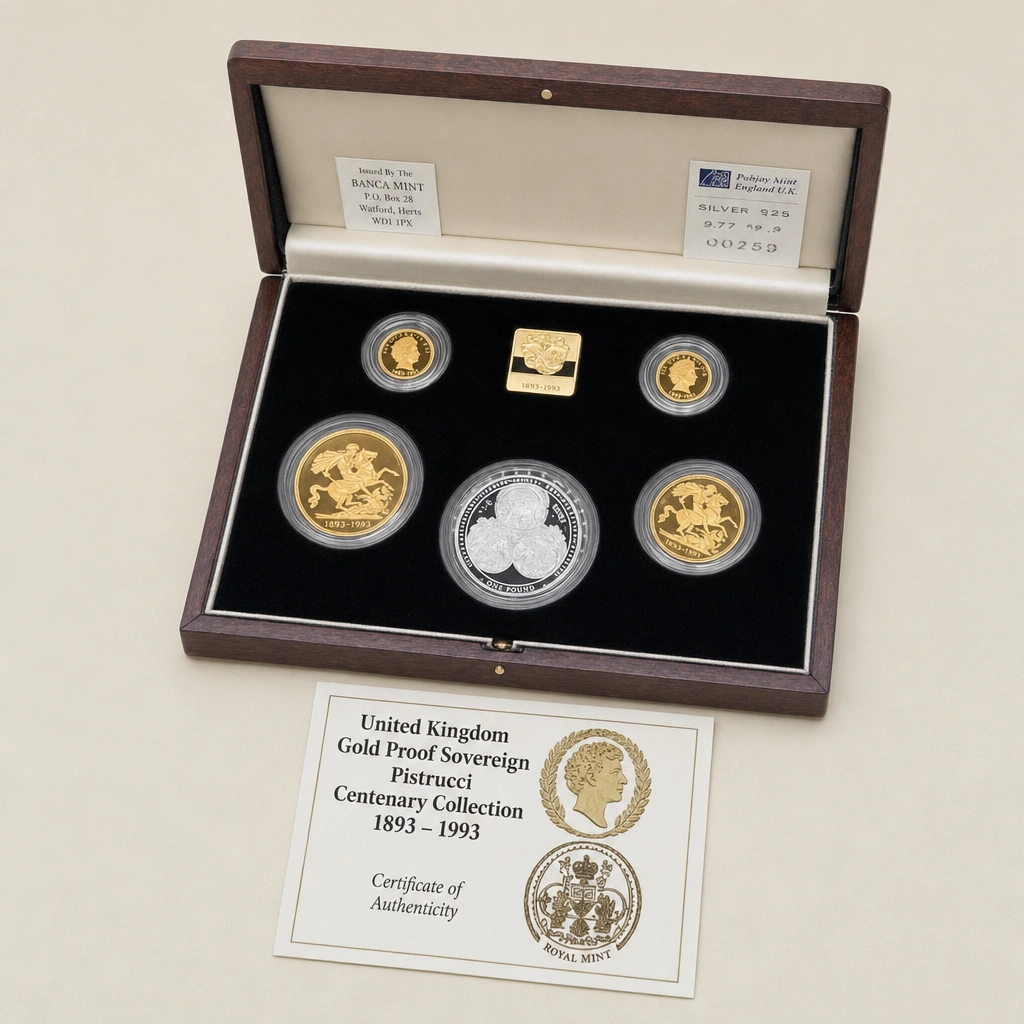 1893-1993 Gold Proof Sovereign Pistrucci Centenary Collection 5 Coin Set